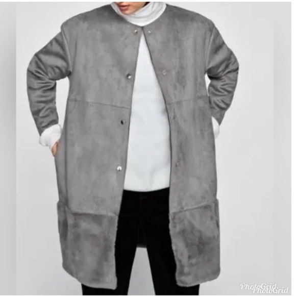 Zara Jackets & Blazers - Zara jacket faux suede fur gray small preowned